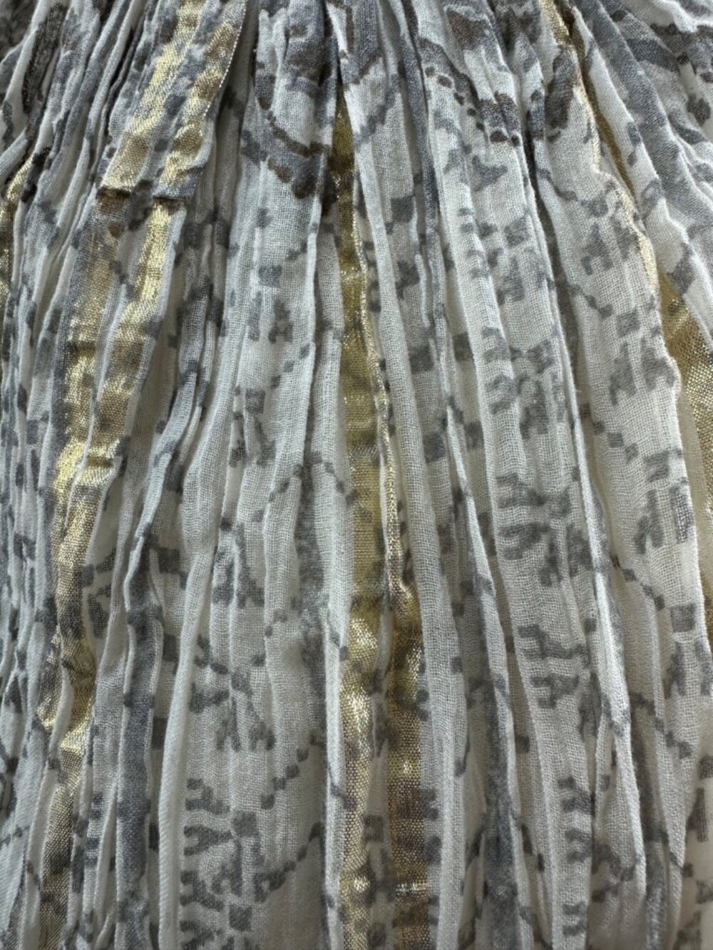 Mes Demoiselles Paris Cotton Lurex Pleated Maxi Skirt Size 38 Cream Gold - Picture 3 of 9